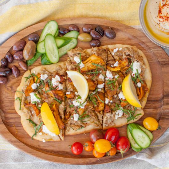 Flatbread with Shawarma & Eggplant - Recipe photo by thesharedplate