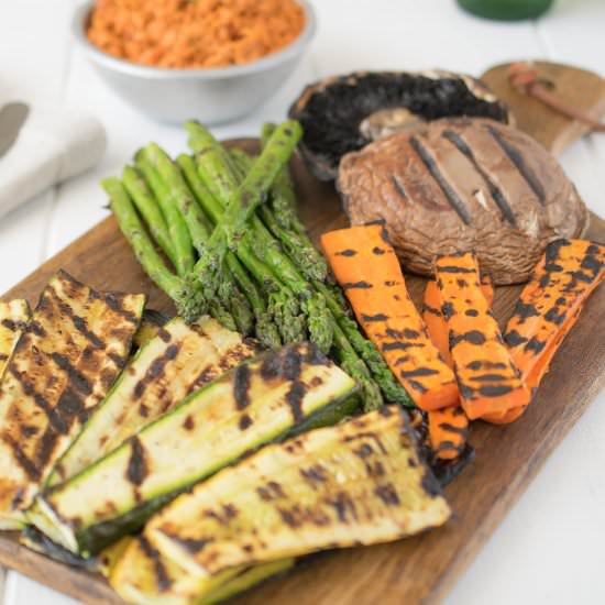 Grilled vegetables and dip - Recipe photo by culinaryginger