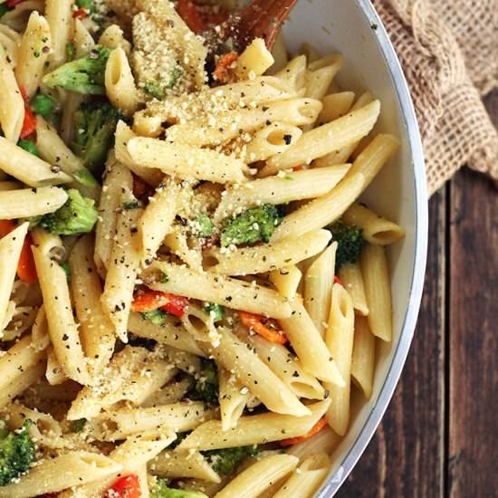 Vegan Coconut Penne Primavera - Recipe photo by ilovevegan