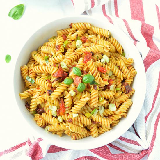 Pasta with Spicy Sun Dried Tomato - Recipe photo by ruchiskitchen