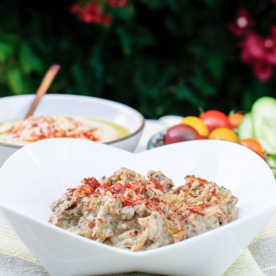 Eggplant Dip with Caramelized Onion - Recipe photo by thesharedplate
