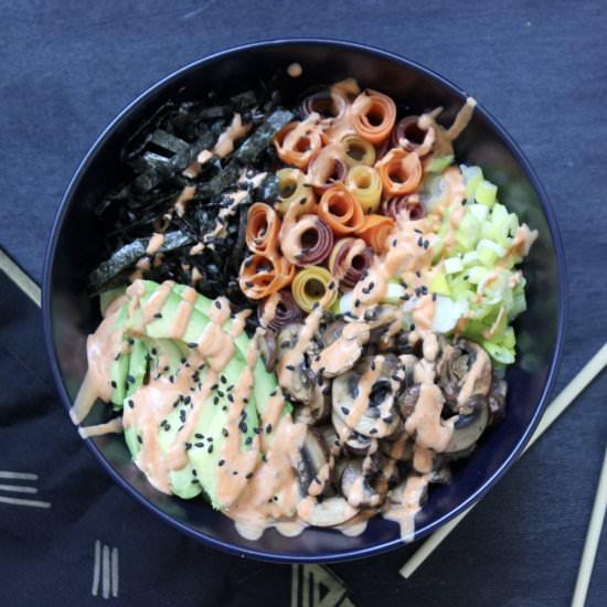 Spicy Veggie Sushi Bowl - Recipe photo by milkandcardamom