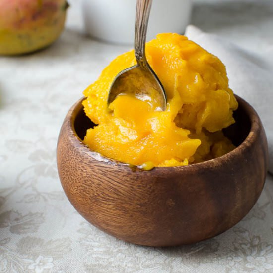 Pineapple Mango Sorbet - Recipe photo by garlic and zest