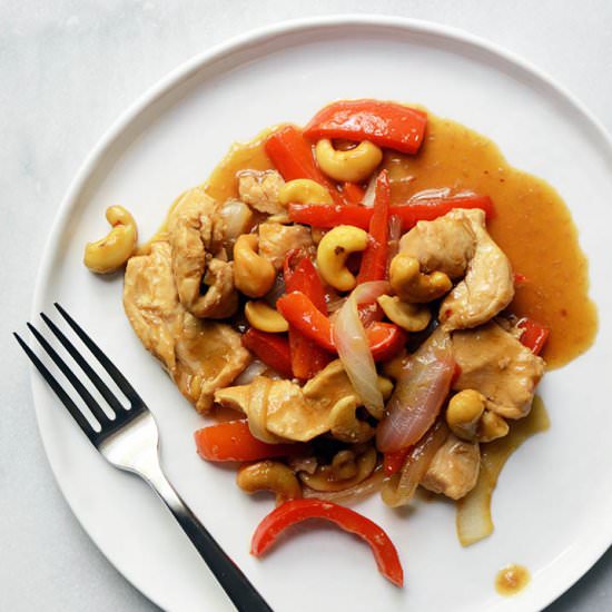 30-Minute Thai Cashew Chicken - Recipe photo by AnEdibleMosaic