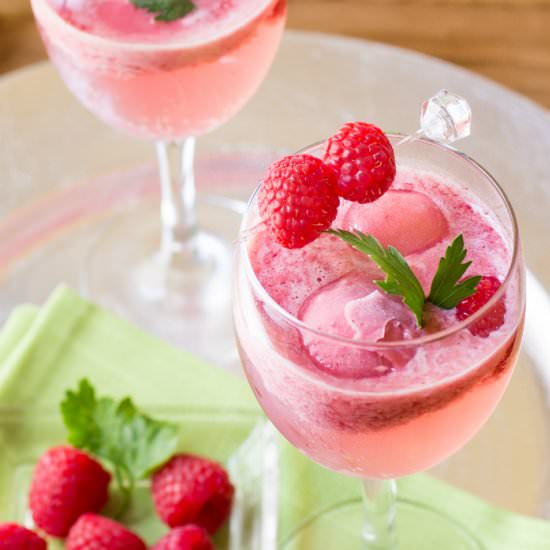 Raspberry Sorbet Wine Spritzer - Recipe photo by dizzybusyandhungry