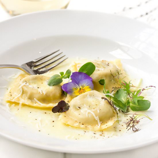 Mushroom Ravioli Limemoncello Sauce - Recipe photo by Cooks With Cocktails