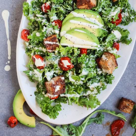 Vegan Kale Caesar Salad - Recipe photo by AbrasKitchen