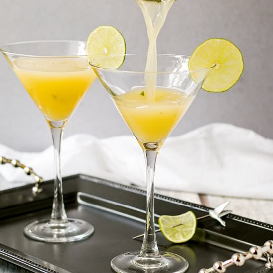 Passion Fruit Martini with Basil - Recipe photo by Cooks With Cocktails