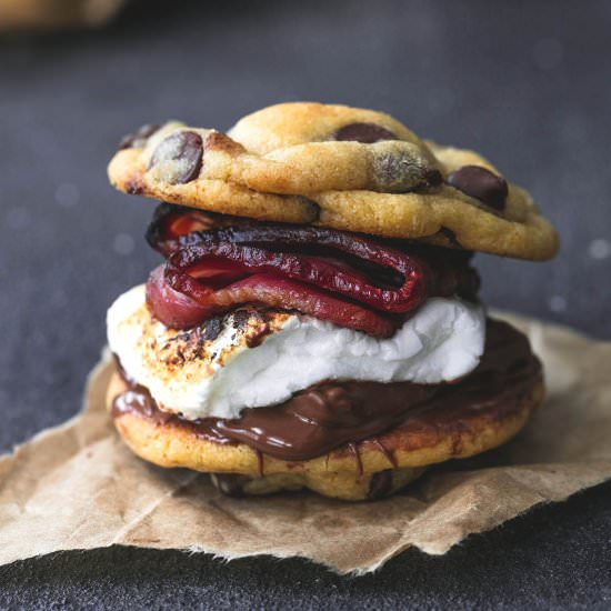 Chocolate Chip Cookie Bacon S'mores - Recipe photo by CremedelaCrumb