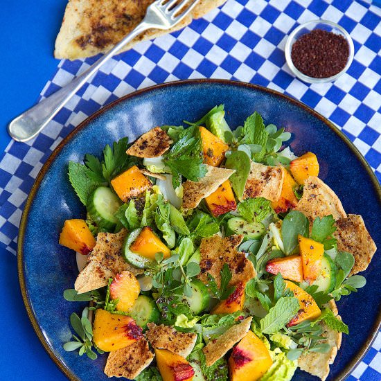 Summer Peach Fattoush Salad - Recipe photo by SippitySup