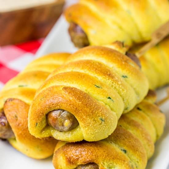 Baked Cheddar Brat Corndogs - Recipe photo by spicedblog