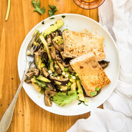 Mirin Glazed Tofu with Shiitake - Recipe photo by veselina zheleva