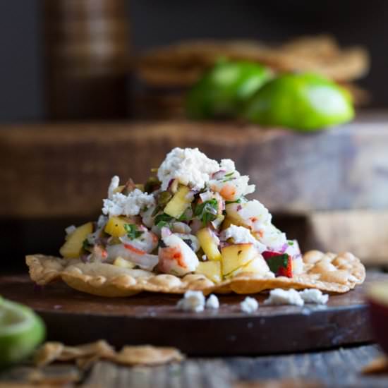 Peach & Shrimp Ceviche Tostada - Recipe photo by The Urban Poser