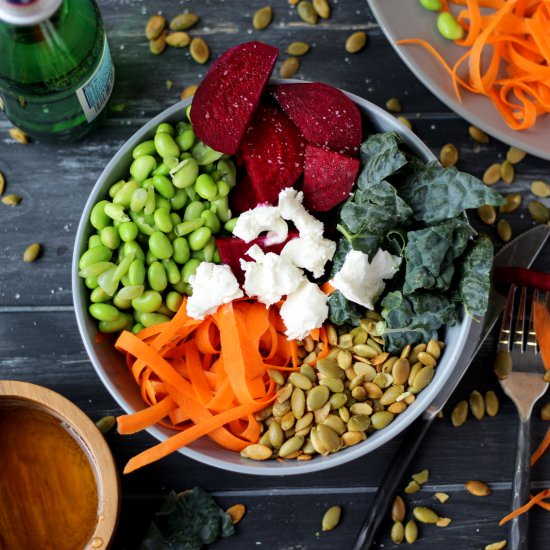 Raw Kale Summer Salad - Recipe photo by thewoodenskillet