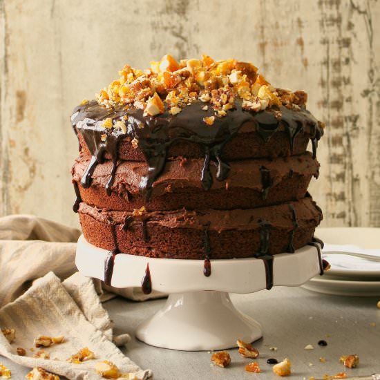 Vegan chocolate nut brittle cake - Recipe photo by vanillafrost4