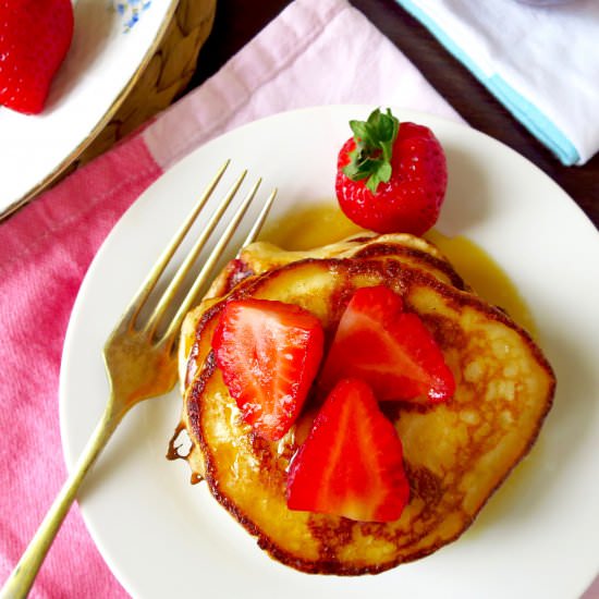 Strawberry Buttermilk Pancakes - Recipe photo by whatsarahbakes