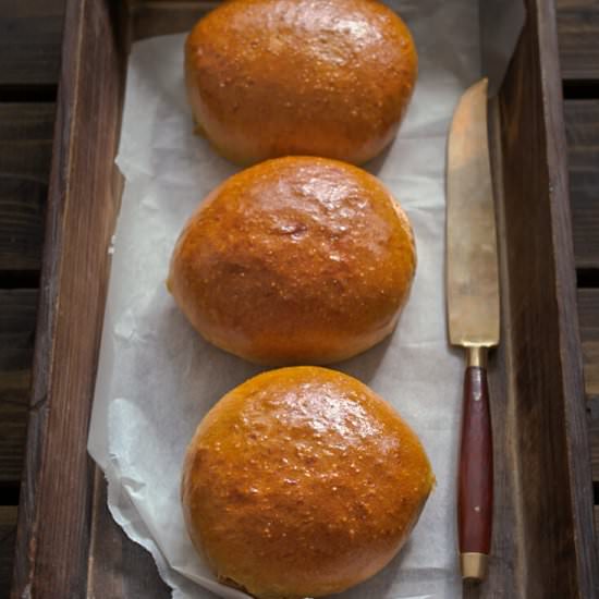 Brioche Hamburger Buns w/ Molasses - Recipe photo by TheKitchenAddiction