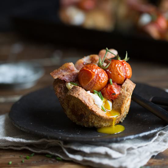 Egg & Bacon in Bread Baskets - Recipe photo by drizzleanddip