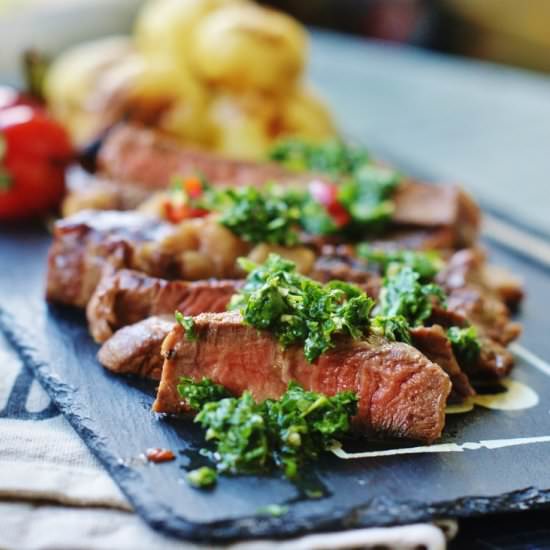 Grilled Rib Eye with Chimichurri - Recipe photo by myfoodpassion