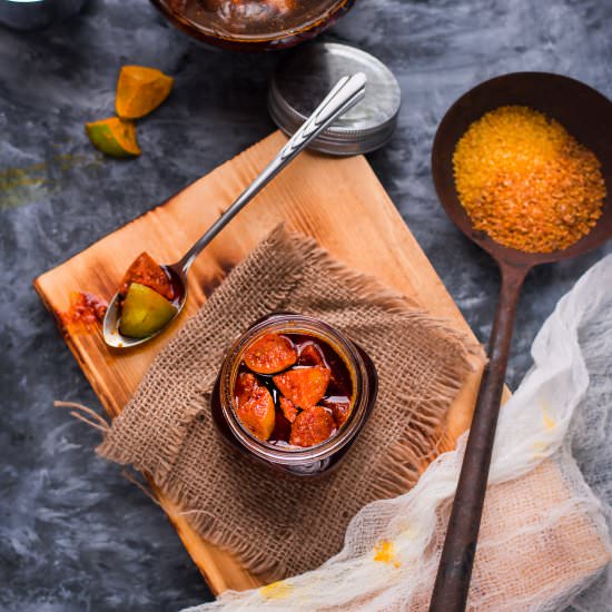 Sweet Lemon Pickle/Limbu Nu Athanu - Recipe photo by Binjals VEG Kitchen