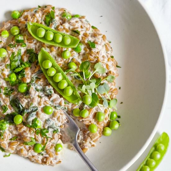 Creamy Farro Risotto - Recipe photo by Natural Girl Modern World