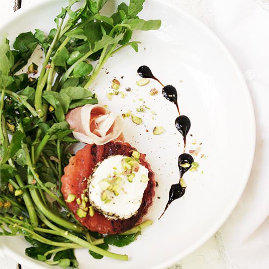 Grilled Watermelon Watercress Salad - Recipe photo by seasonsandsuppers