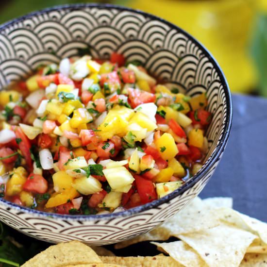Mango Pineapple Salsa with Serrano - Recipe photo by thepasticheblog