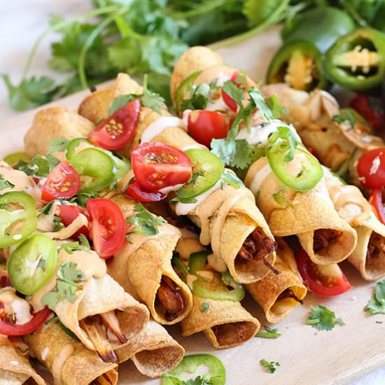 Vegan Jackfruit Taquitos - Recipe photo by The Mostly Vegan