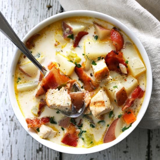Chicken Potato Chowder with Bacon - Recipe photo by honeyandbirch