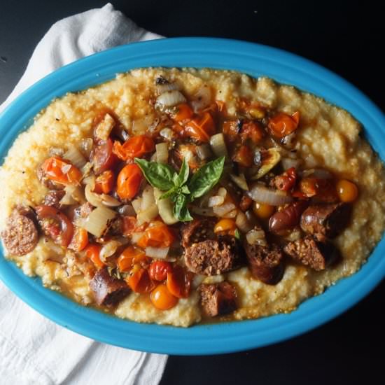 Polenta with Sausage & Tomato Sauce - Recipe photo by wifromscratch