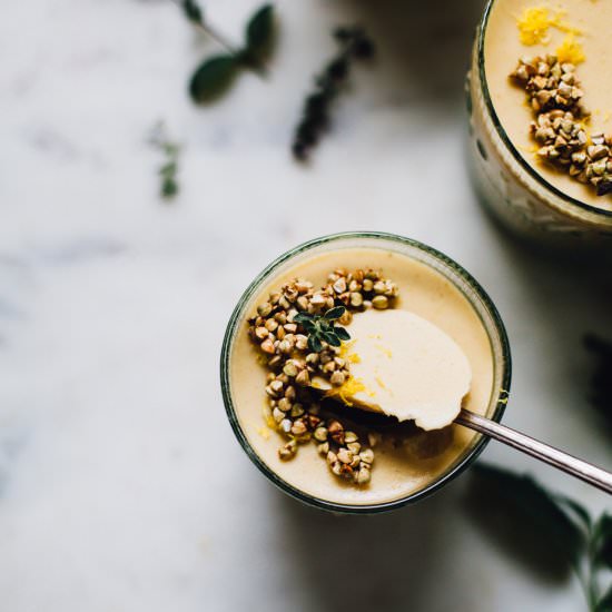 Vegan Vanilla Peach Panna Cotta - Recipe photo by frolic chocolate