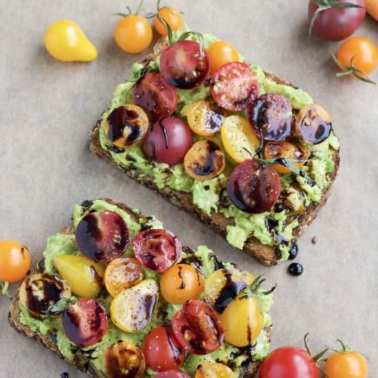 Cherry Tomato Avocado Toast - Recipe photo by Stacey Homemaker