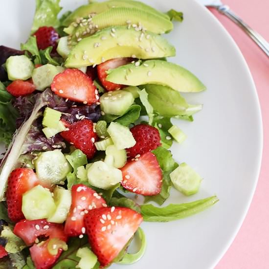 Healthy Strawberry Avocado Salad - Recipe photo by TwoRaspberries