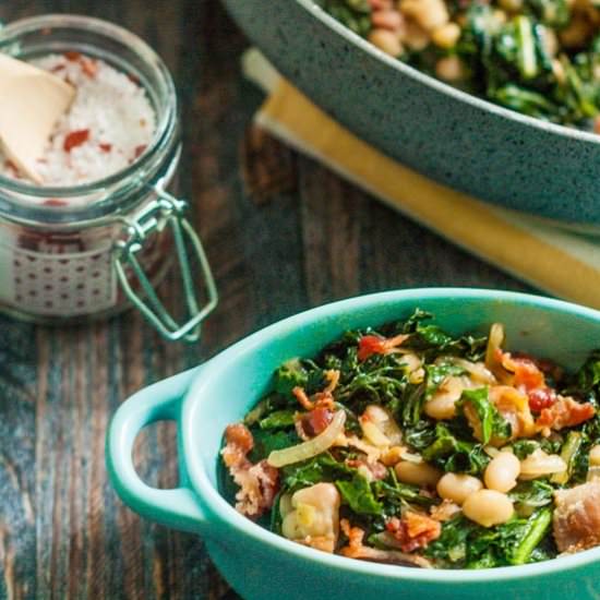 Easy Bacon Beans & Greens - Recipe photo by MyLifeCookbook