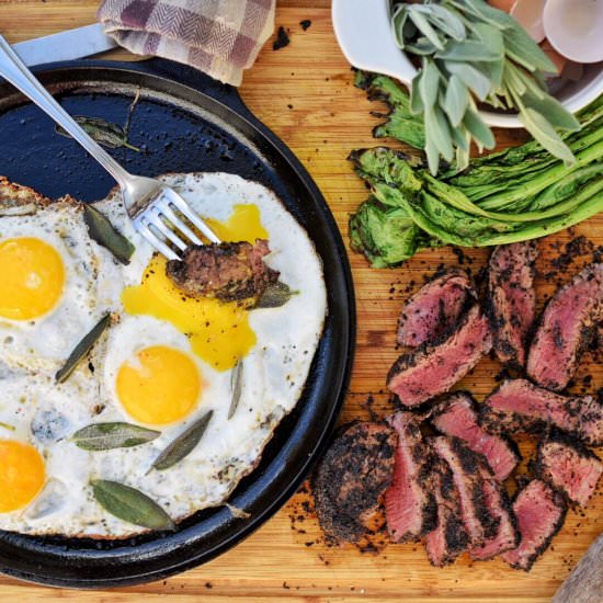 Coffee Crusted Steak (& Eggs!) - Recipe photo by Castaway_Kitchen