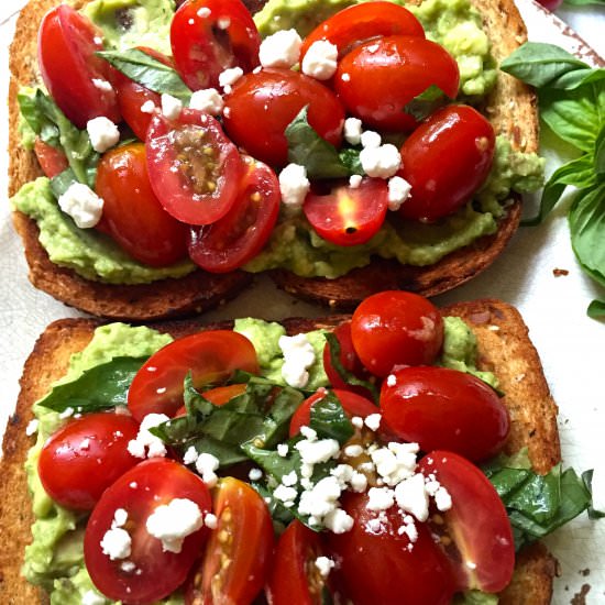 Bruschetta Avocado Toast - Recipe photo by Grits and Pinecones