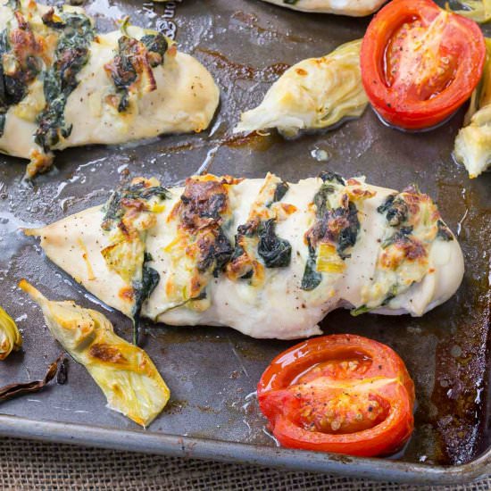 Hasselback Chicken with Spinach - Recipe photo by rachelcooksblog