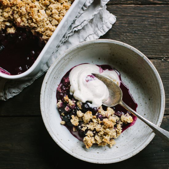 Blueberry Almond Breakfast Crisp - Recipe photo by gatheranddine