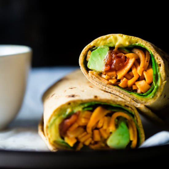 "Cheesy" Mexican Sweet Potato Wrap - Recipe photo by foodfaithfitness