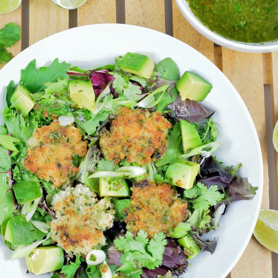 Shrimp Cakes Salad & Lime Dressing - Recipe photo by IAteTheWholeThing
