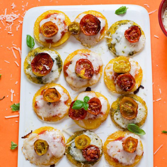 Polenta Pizzas - Recipe photo by abeautifulmessblog
