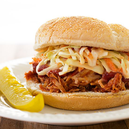 Slow Cooker BBQ Chicken Sandwiches - Recipe photo by BakingMischief