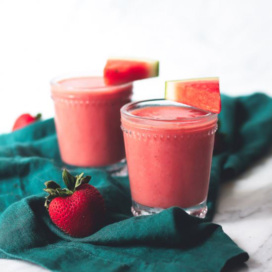 Berry Banana Watermelon Smoothies - Recipe photo by ambitiouskitchen
