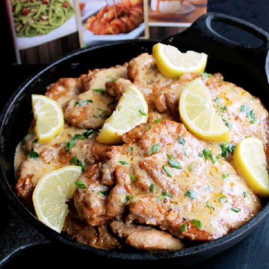 Pork Chops w/ Lemon Thyme Cream Sauce - Recipe photo by Creole Contessa