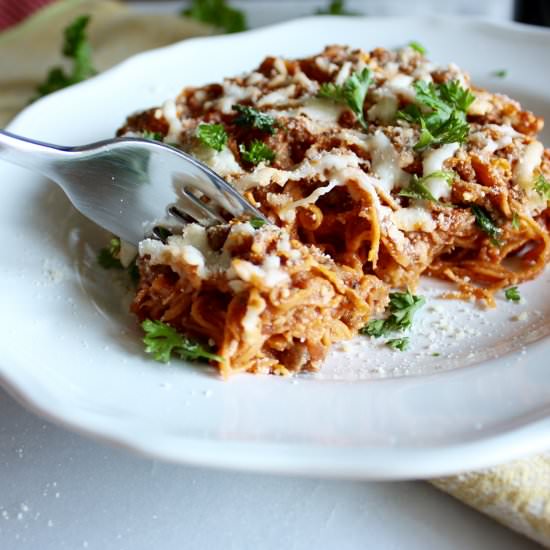 Sweet Potato Pasta Bake - Recipe photo by MissAlliesKitchen