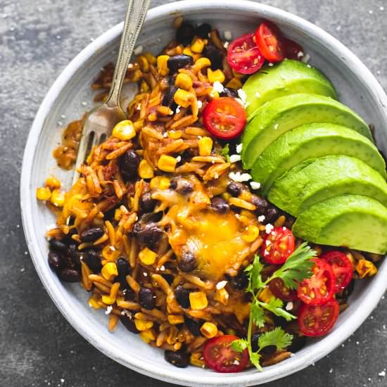 One Pot Enchilada Orzo - Recipe photo by CremedelaCrumb