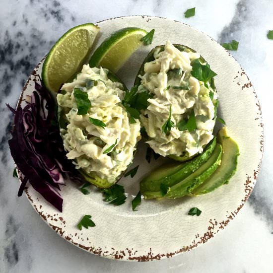 Avocado Stuffed with Blue Crab - Recipe photo by Grits and Pinecones