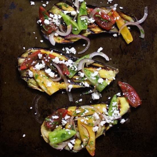 grilled eggplant and tomato salad - Recipe photo by susanstable