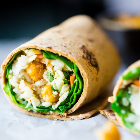 Honey Garlic Roasted Chickpea Wrap - Recipe photo by foodfaithfitness