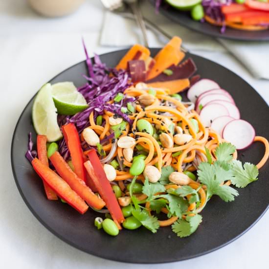 Soba Noodles and Spicy Peanut Sauce - Recipe photo by BourbonAndHoney